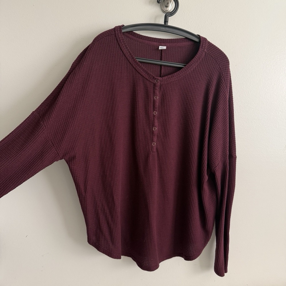 Old Navy Men's Waffle Knit Pullover Henley Thermal Size XL Casualcore Minimalist - Picture 3 of 12